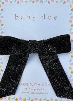 Black Glitter Bow Clip