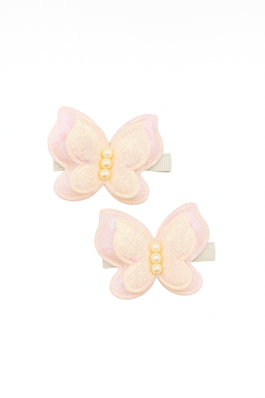 Pink Butterfly Hair Clips