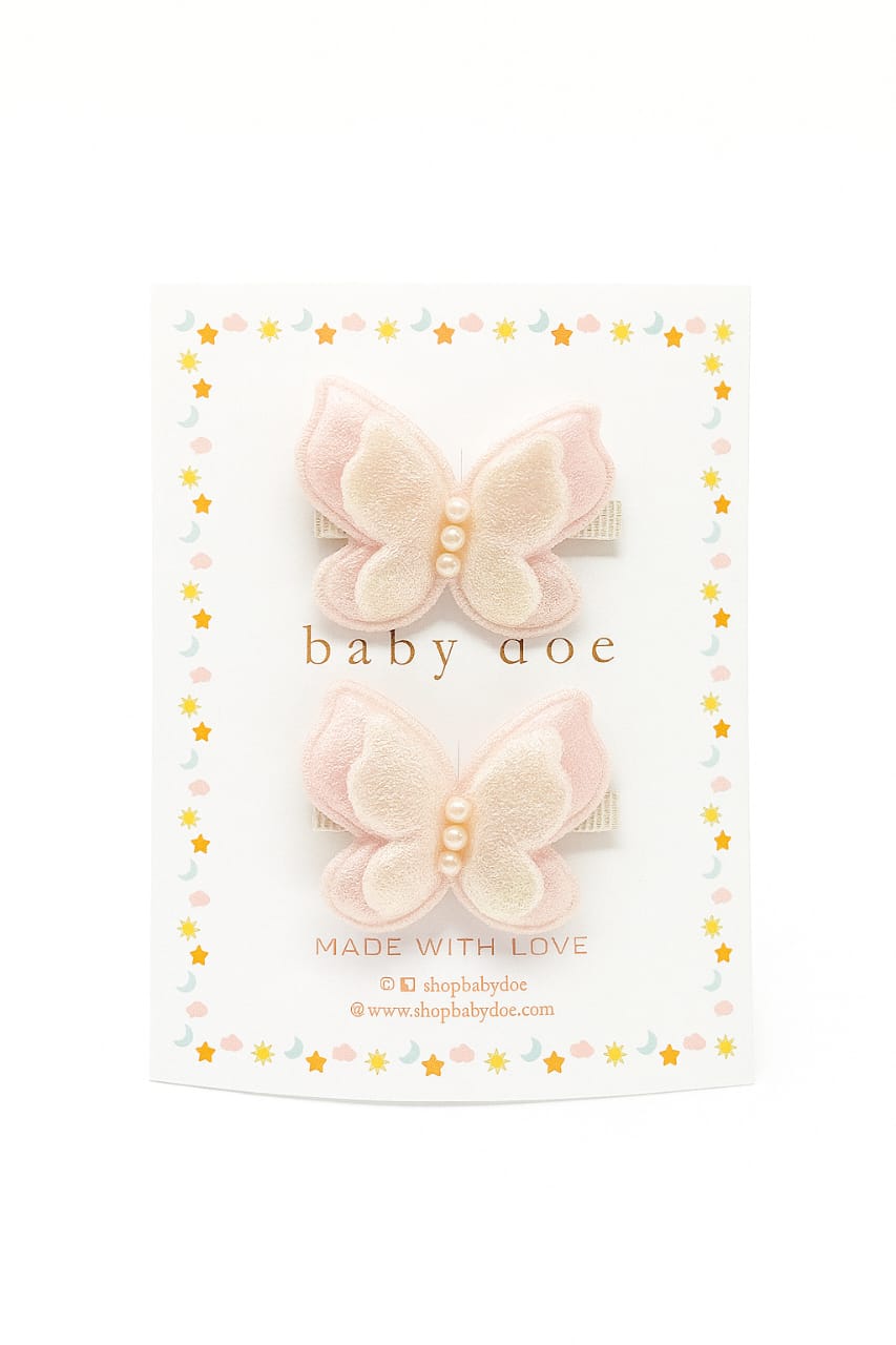 Pink Butterfly Hair Clips