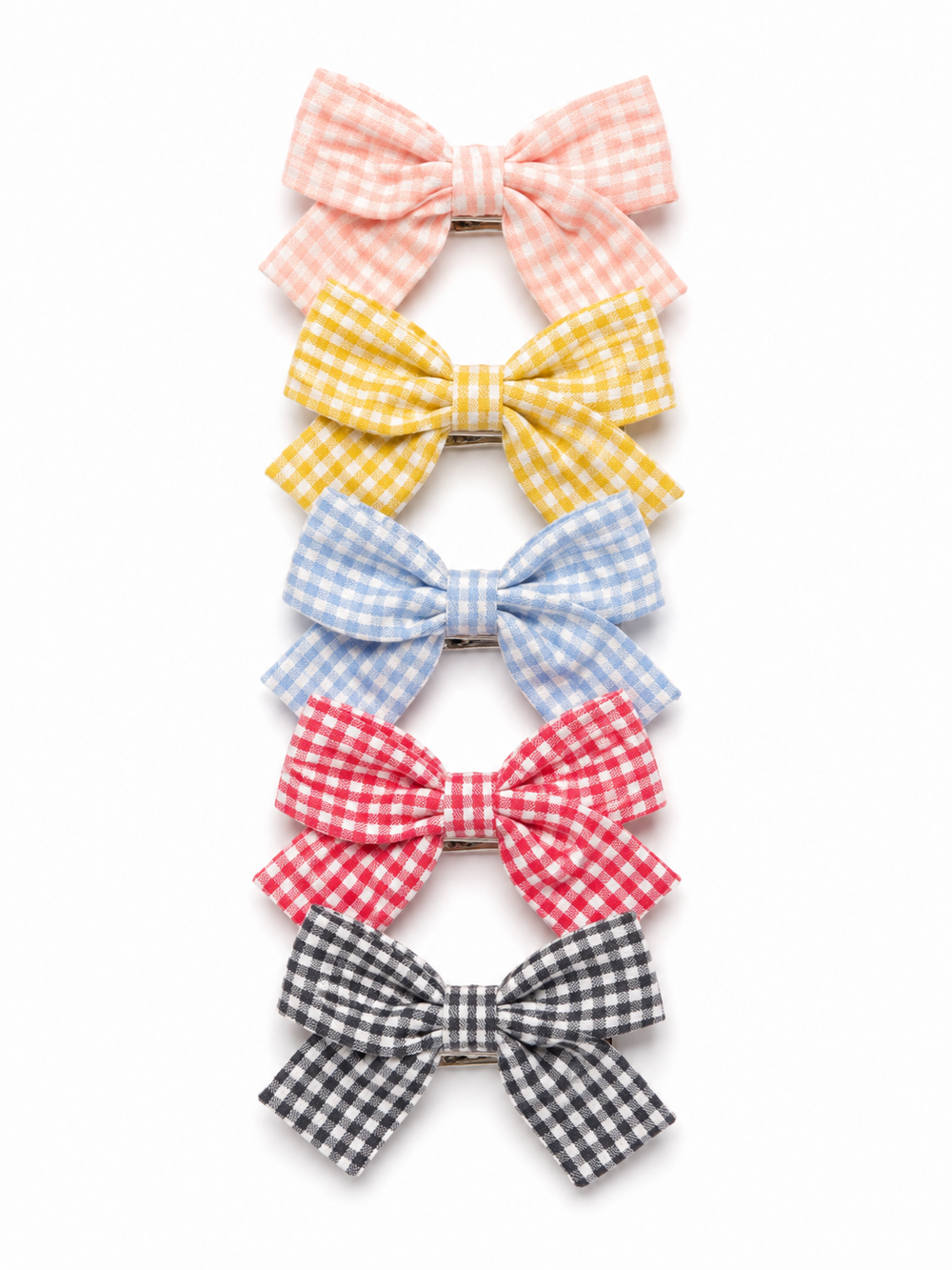 Bow clips with checks - pack of 5
