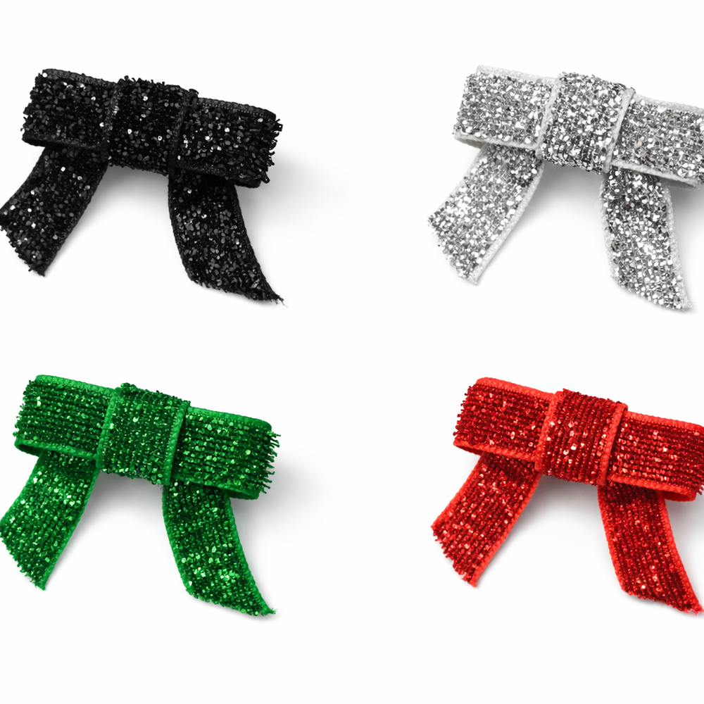 Black / Silver / Red / Green Glitter mini Hair Clips