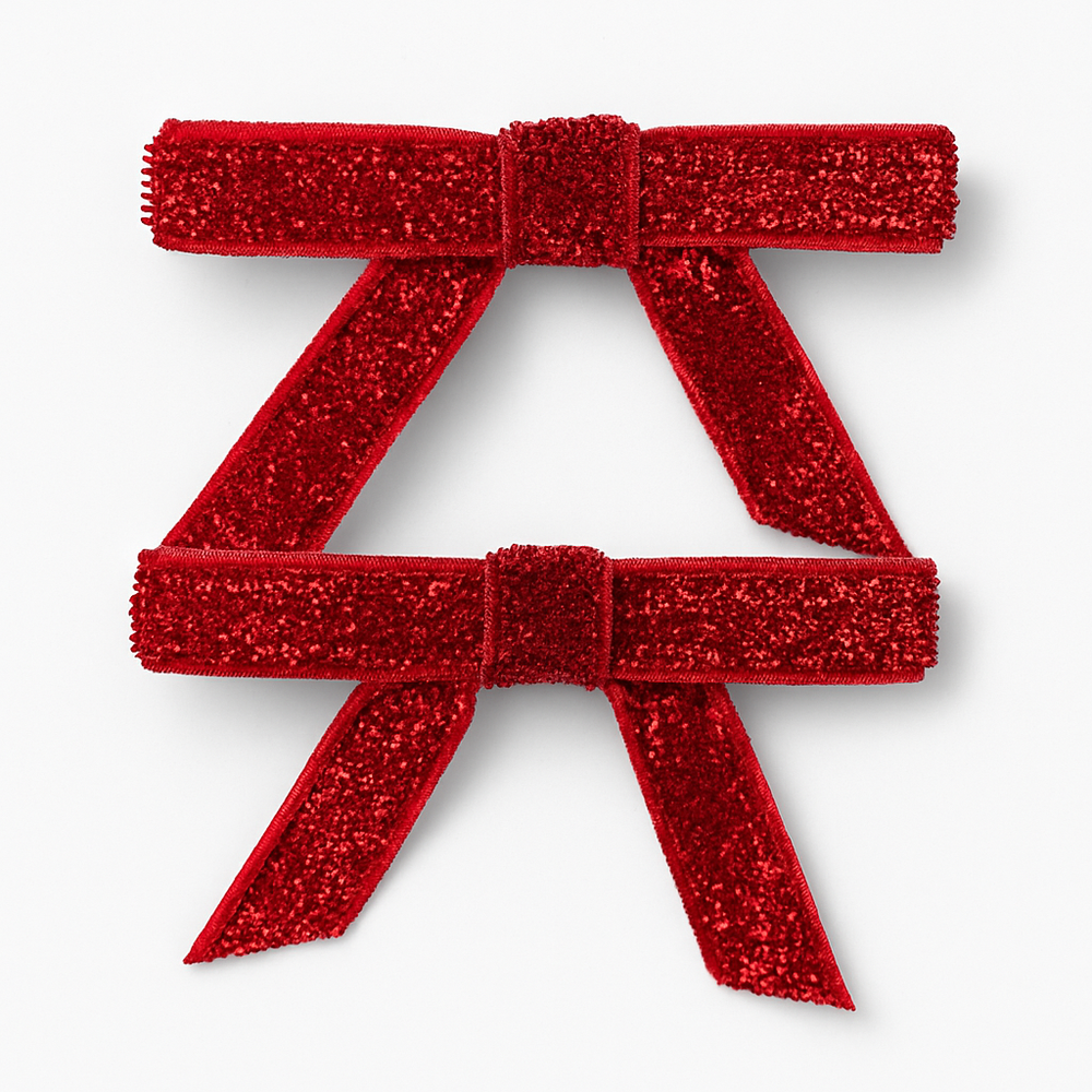 Red Glitter Bow Clips