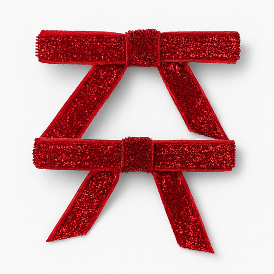 Red Glitter Bow Clips