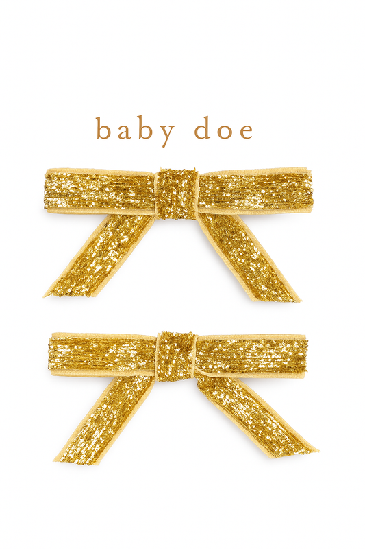 Gold Glitter Bow Clips