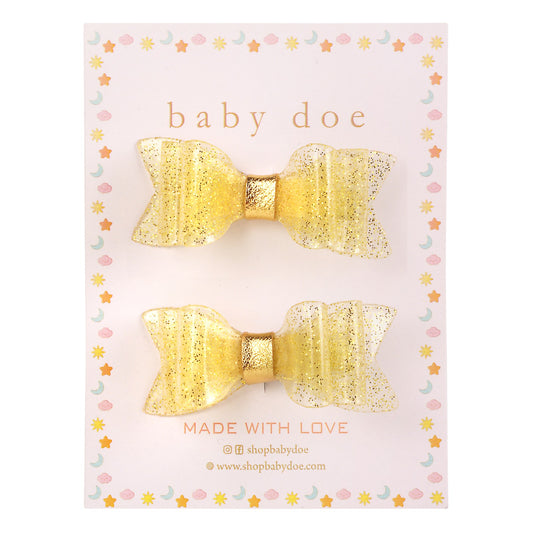 Gold Glitter Hair Clips