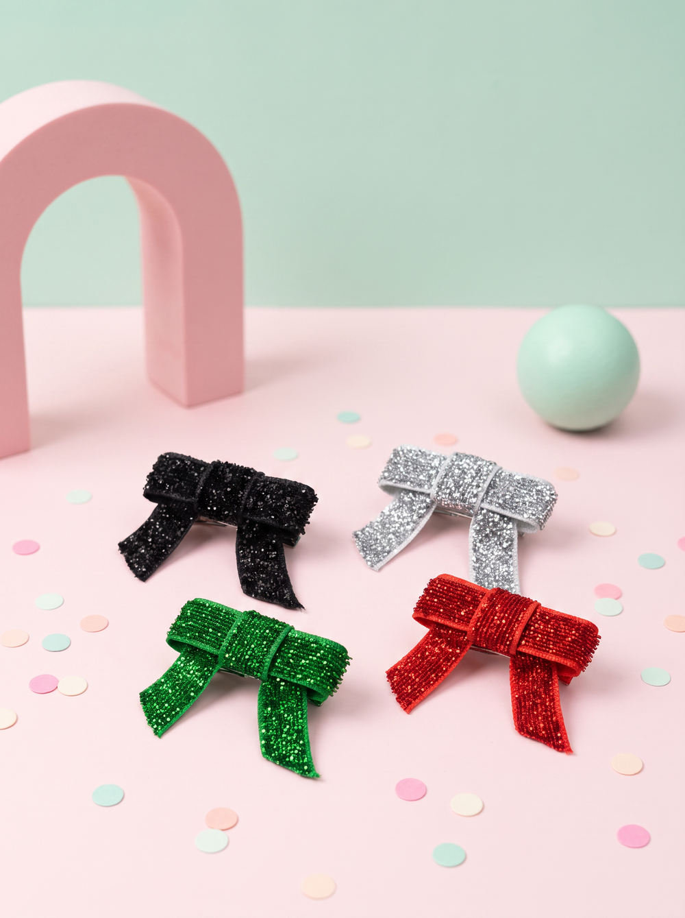 Babydoe Black / Silver / Red / Green Glitter mini Hair Clips — pastel-studio